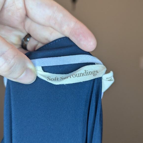 Soft Surroundings Go Lively Dolman Sleeve V-Neck Navy Blue Midi Dress Size Small - Picture 4 of 8